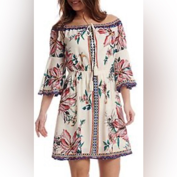 Jealous Tomato | Floral Print Off the Shoulder Dress - Picture 1 of 6